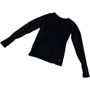 AIM Womens Black Long Sleeve Seamless Athletic Shirt Thumb Holes Small